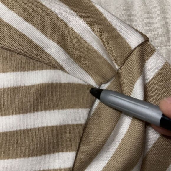 GAP XXL Tan White Cotton Modal Horizontal Striped Favorite Long Sleeve Crew Tee - Picture 12 of 12